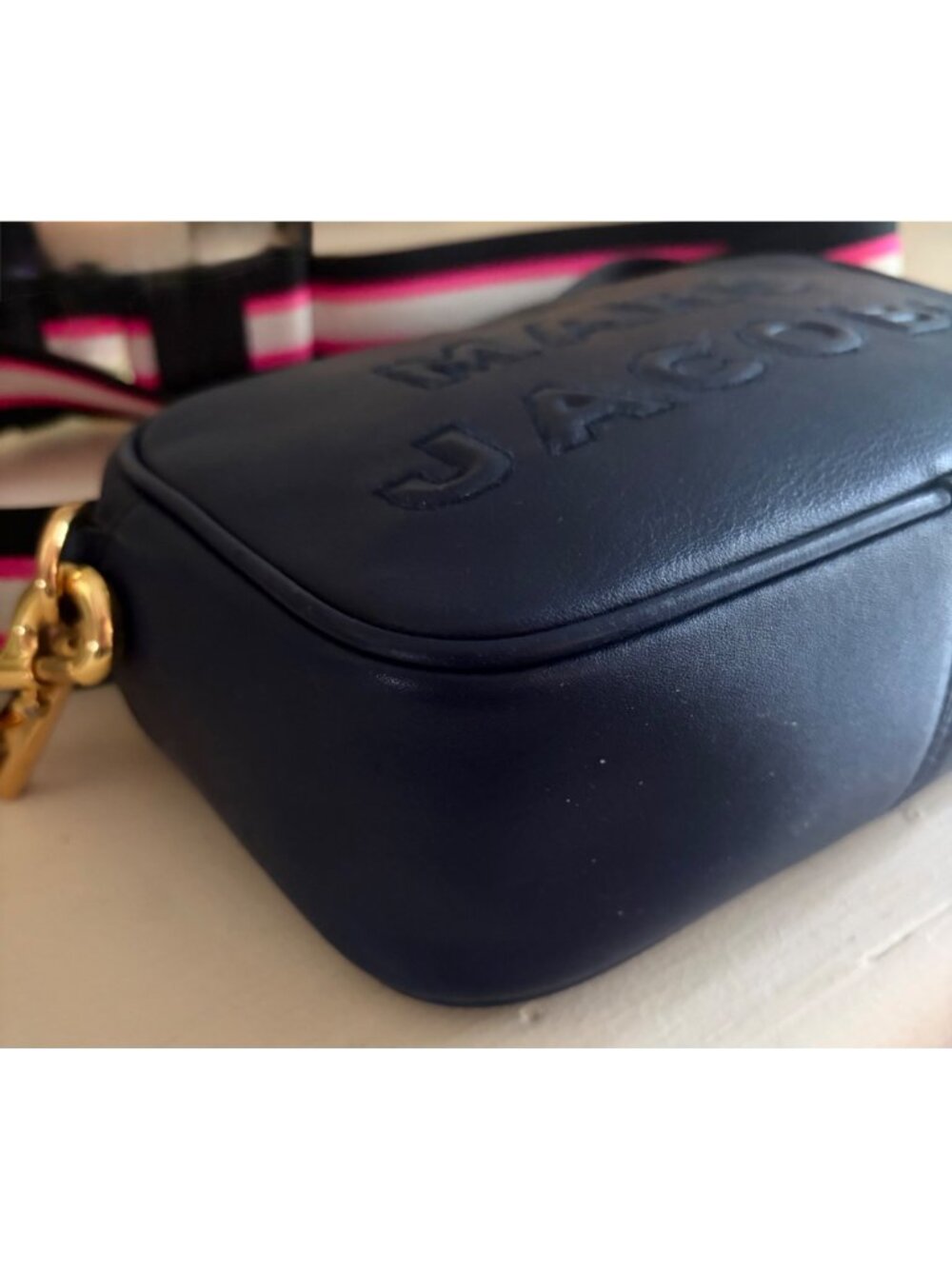 Marc Jacobs The Flash Leather Handbag Dark Navy Crossbody Camera - Picture 12 of 14